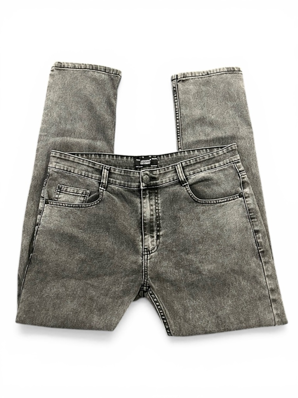 Triumph Over Tragedy Dark Grey Cloud Wash Slim Straight Stretch Denim Jeans